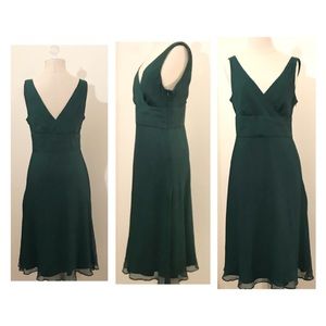 J. Crew Sophia forest green silk dress 6
